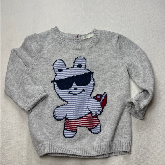 Benton Other - Cozy Gray Kids Sweater with Sunglasses Bunny
